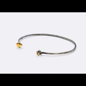 NWOT Melissa Joy Manning Double Herkimer Cuff Bracelet, Silver & Gold